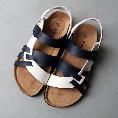 Esme Women’s Leather Sandals – Comfort Flats with Arch Support & Back Strap