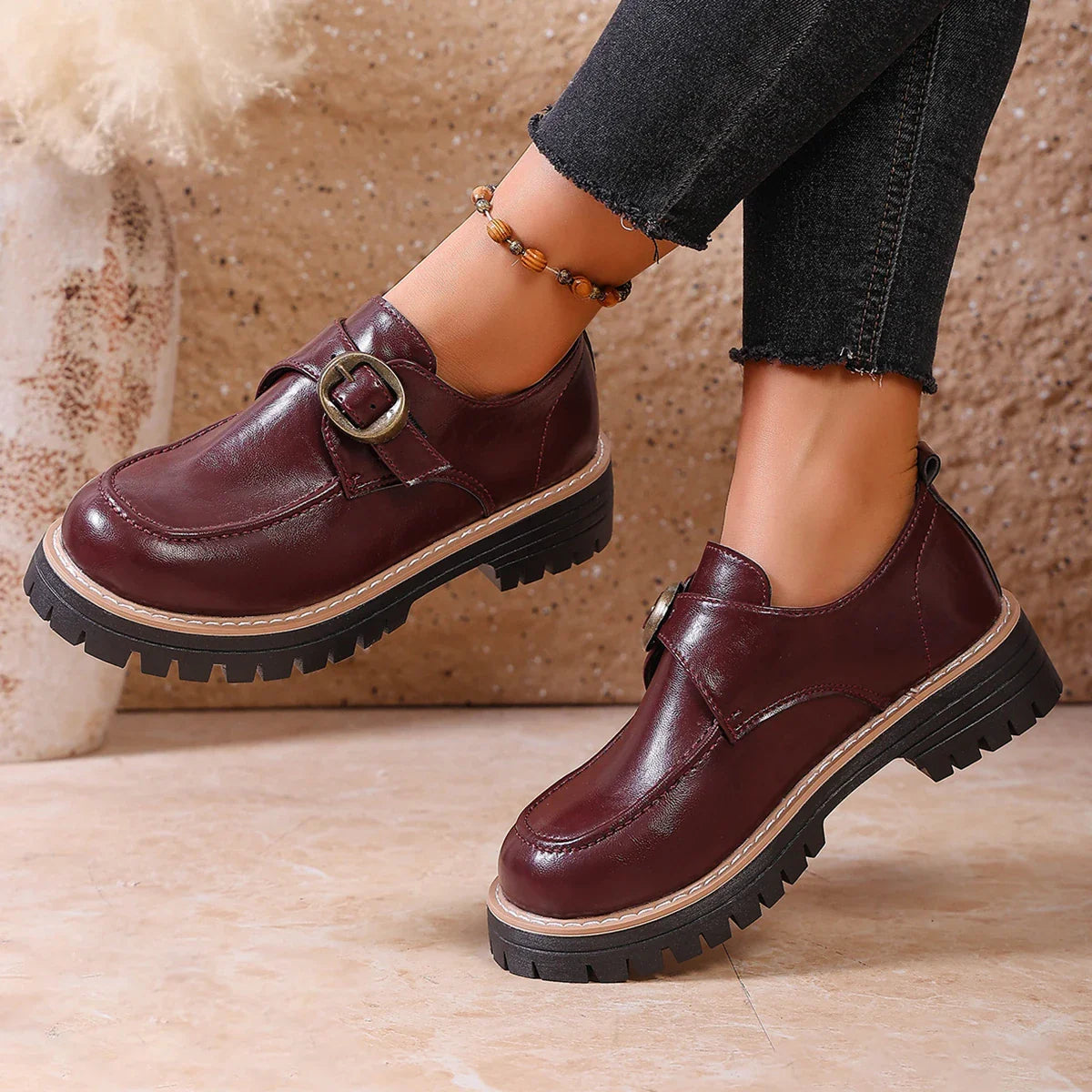 Leona Women’s Buckle Leather Loafers