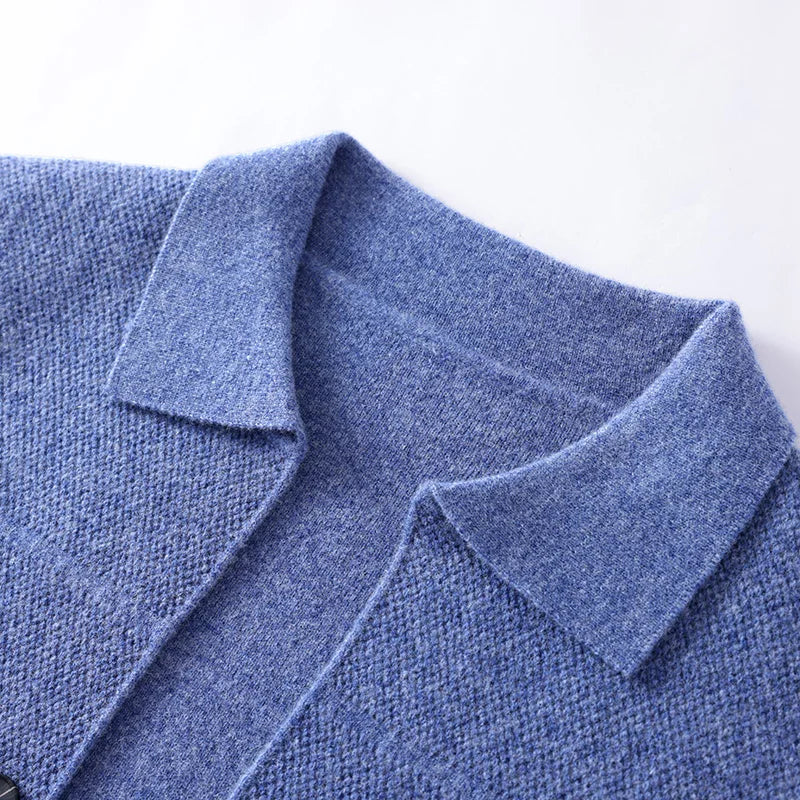 Kenji Men’s Cardigan – Classic Polo Collar Knit Cardigan