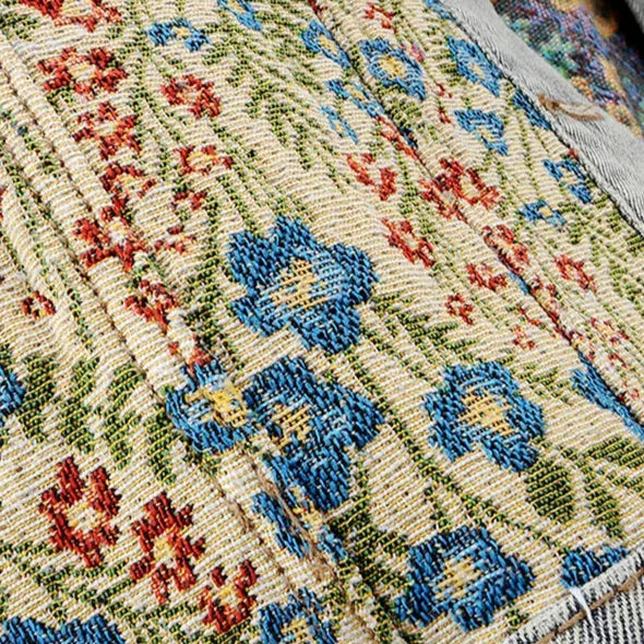 Gian Women’s Denim Jacket – Floral Jacquard Lightweight Cropped Jacket