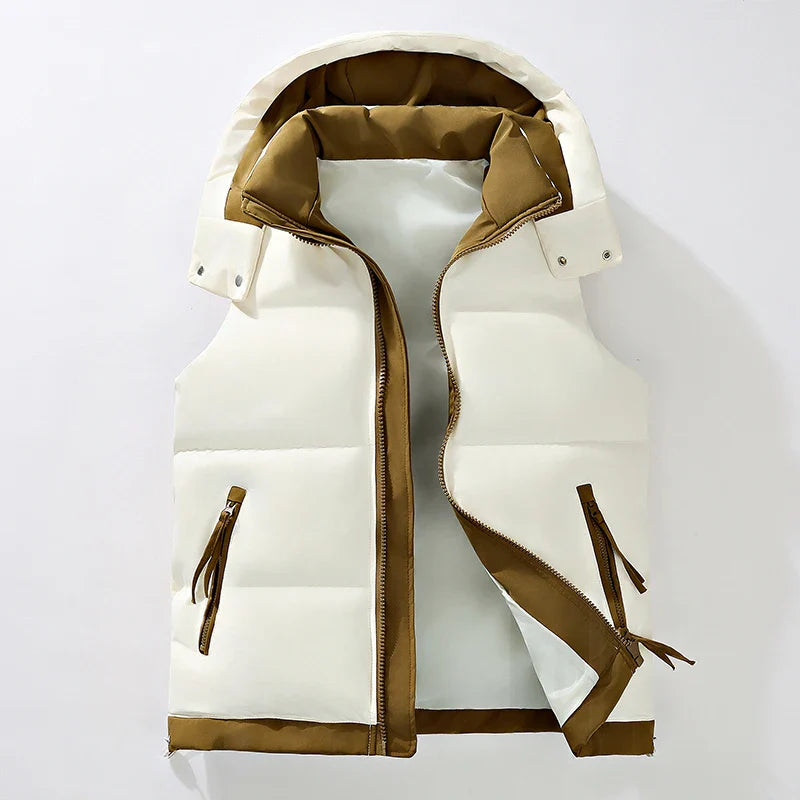 James Men’s Puffer Vest – Insulated Water-Resistant Gilet with Detachable Hood
