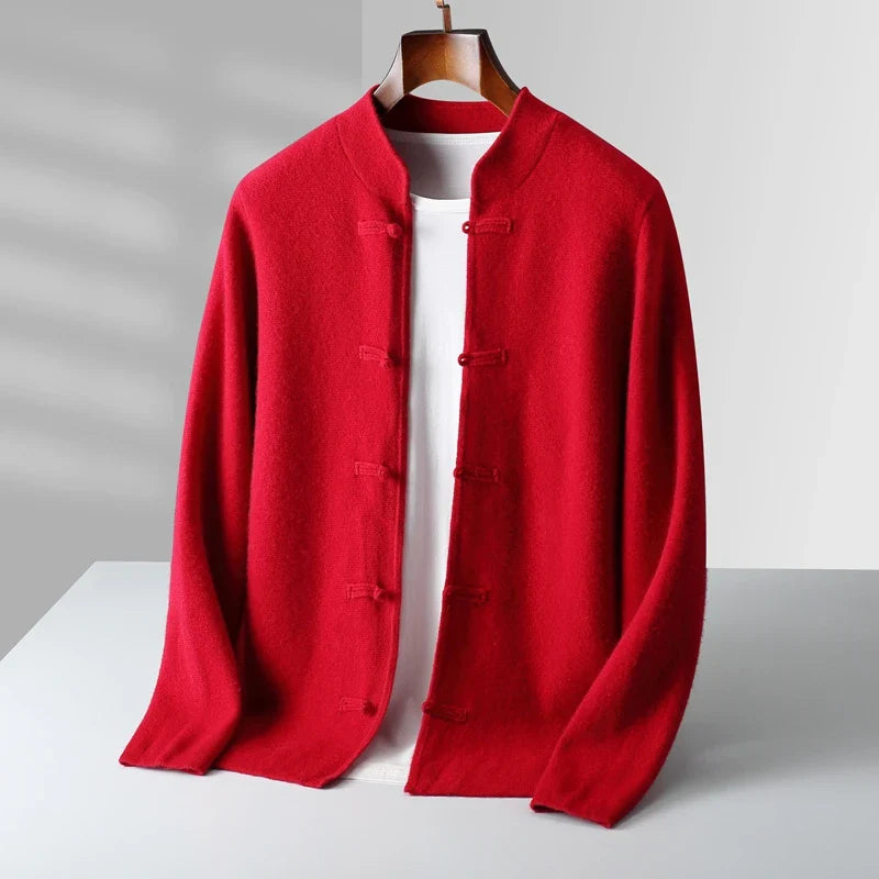 Houston Men’s Cardigan – Lightweight Stand-Collar Knit Sweater