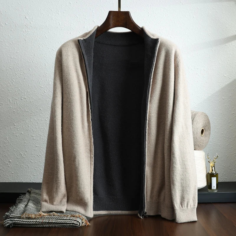 Levi Men's Cashmere Jacket – Knit Zip Up Jacket in Pure Cashmere