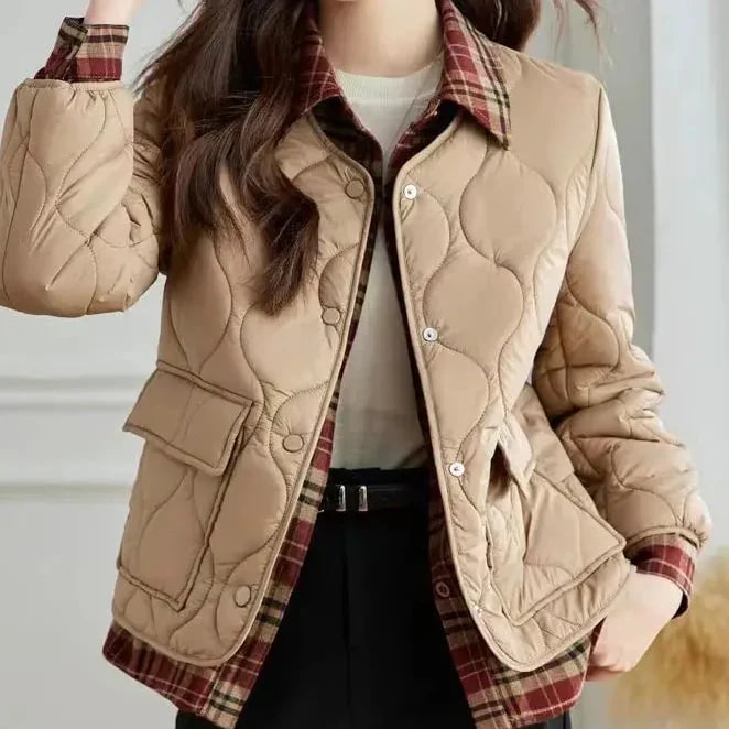 Noelle Women’s Quilted Jacket – Tailored Plaid Lightweight Jacket