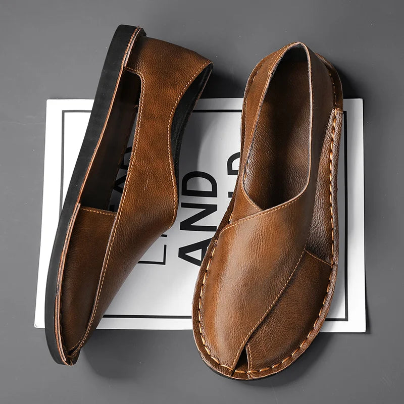 Arnelio Italian Calfskin Crossover Sandals – Premium Leather Summer Wear