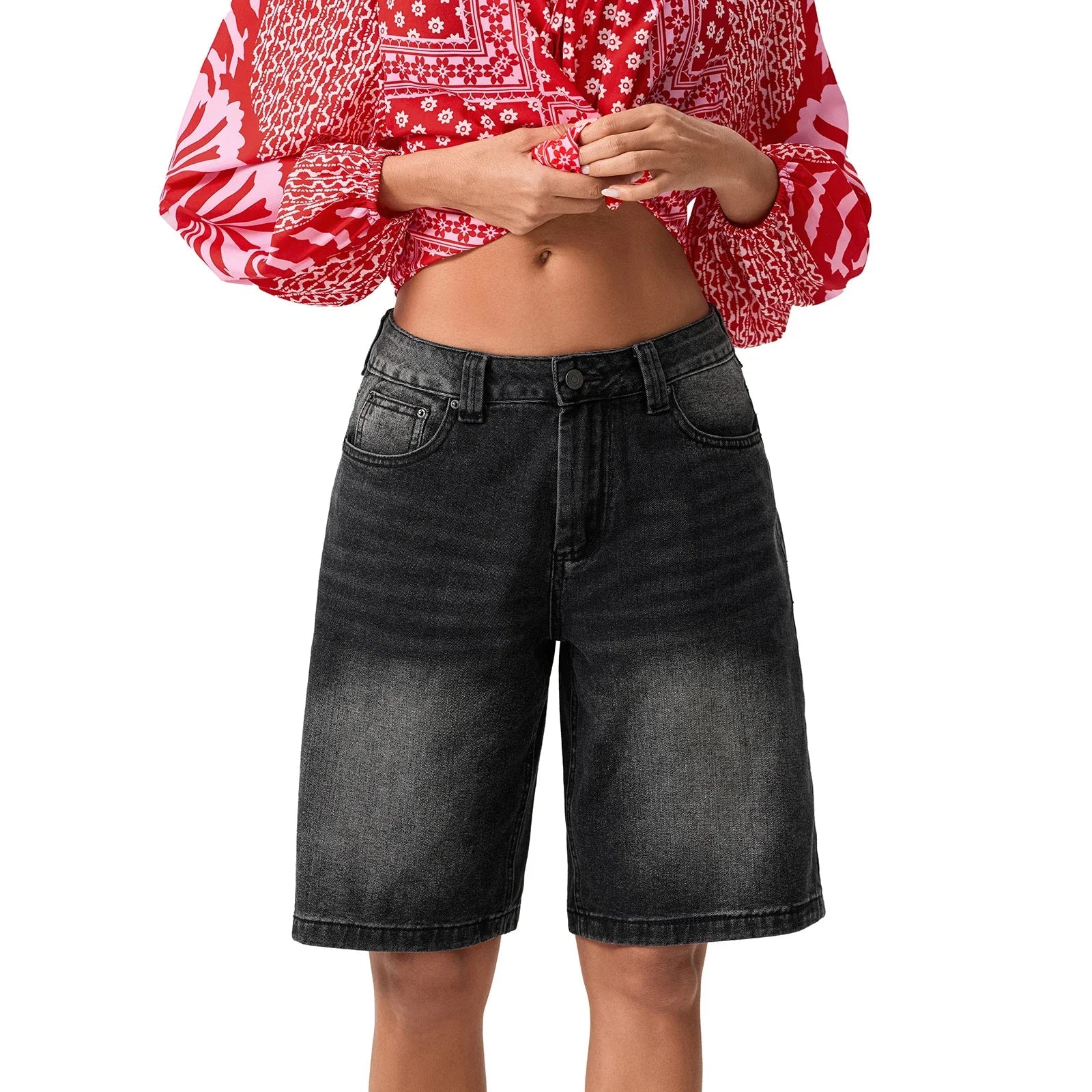 Elio Vintage Washed Denim Jean Shorts – Retro Casual Fit Low Rise Shorts