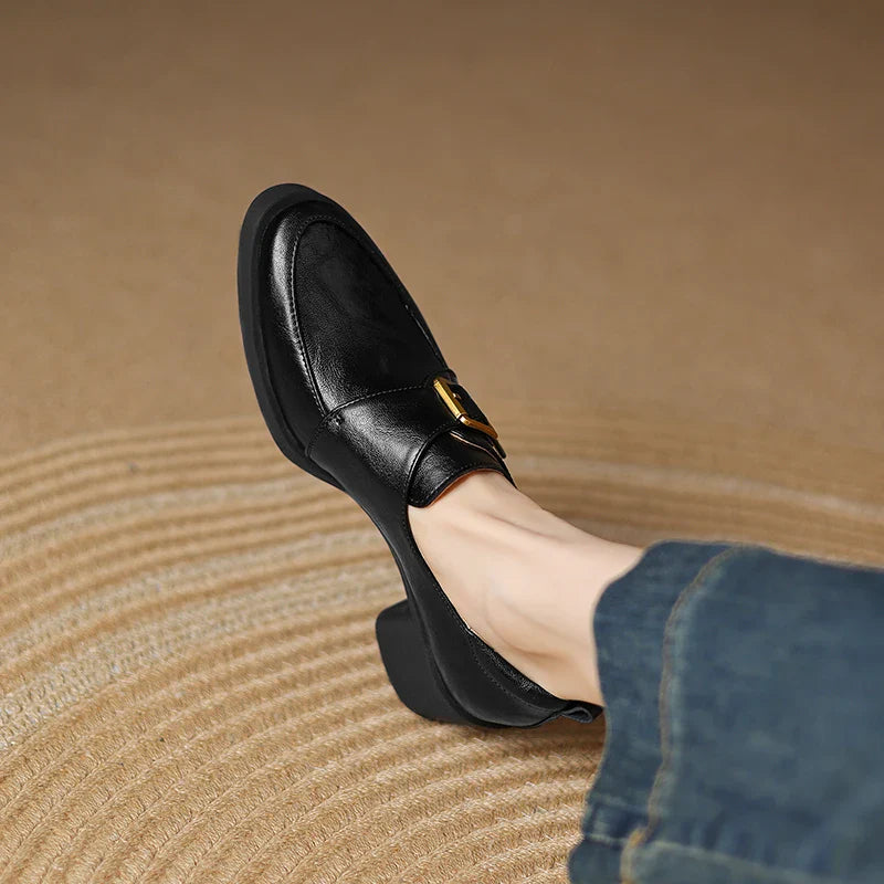 Cameron Women’s Loafers – Italian Leather Buckle Dress Shoes