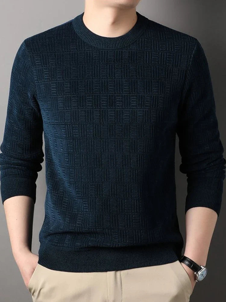 Fabio Men’s Knit Sweater – Soft Textured Crew Neck Jumper