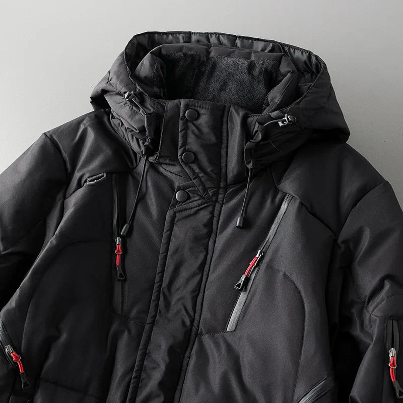 Alistair Men’s Down Puffer Jacket – White Duck Down Winter Coat with Detachable Hood