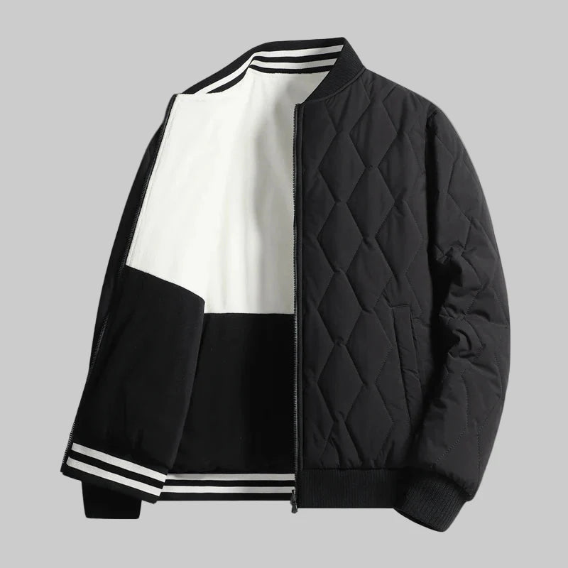 Álvaro Men’s Quilted Bomber Jacket – Contrast Panel Structured Fit Jacket