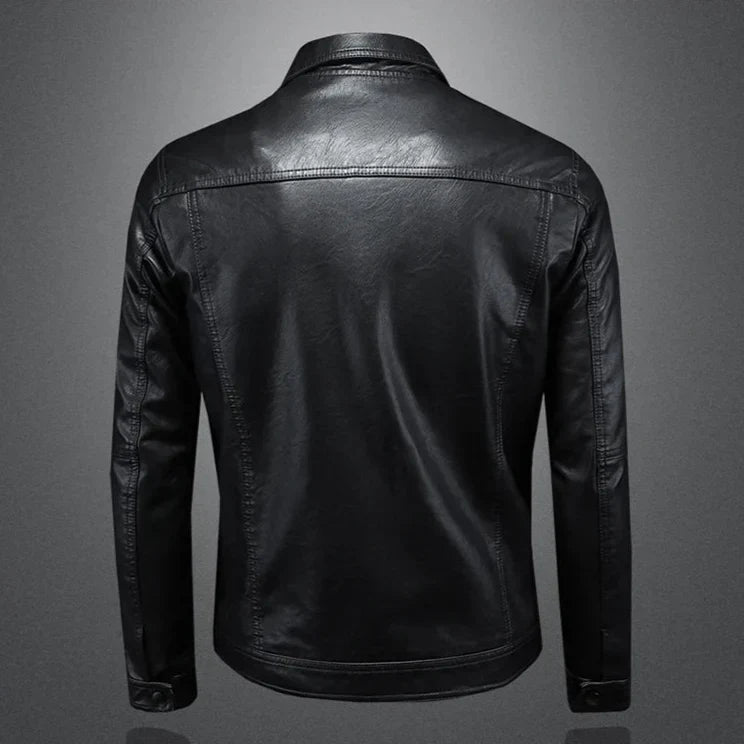 Aarhus Men’s Leather Jacket – Classic  Slim Fit Durable Outerwear