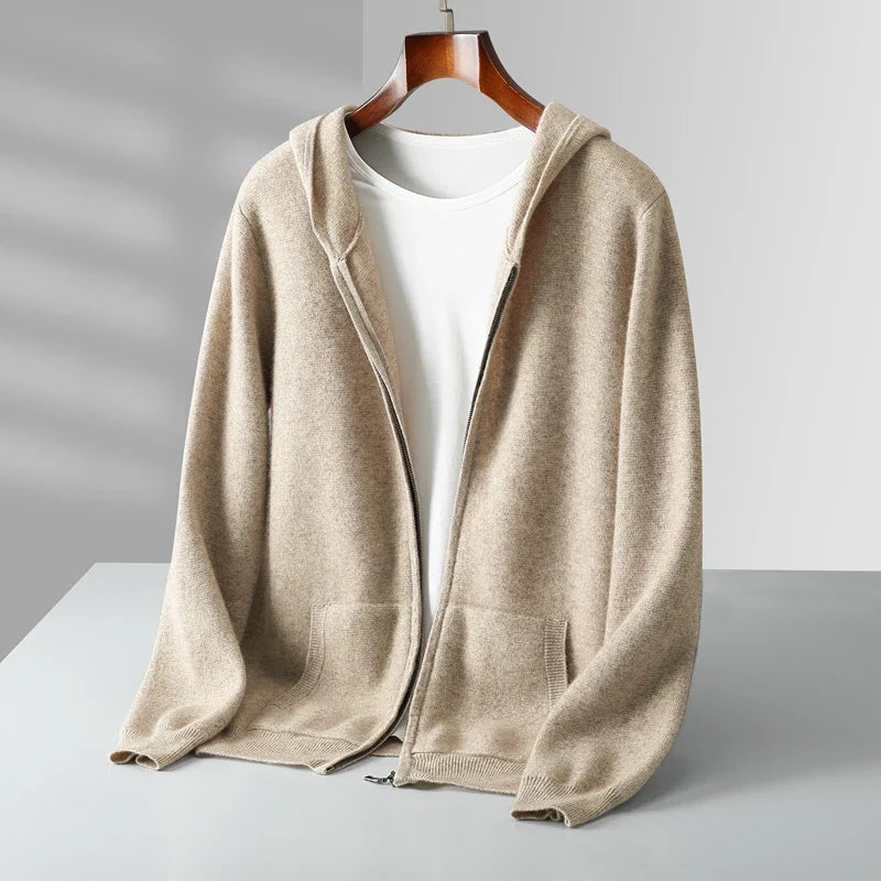 Tobias Men’s Cashmere Hooded Jacket – Lightweight Zip-Up Jacket