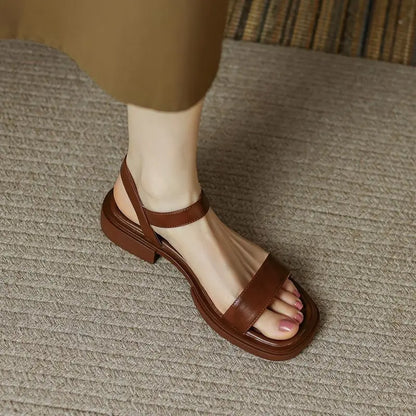 Maeve Women’s Leather Sandals – Minimalist Slip-On Flats for Everyday Comfort
