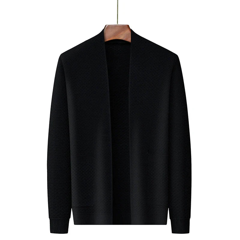Wynmere Men’s Jacquard Knit Cardigan – Brushed Cotton Winter Jacket