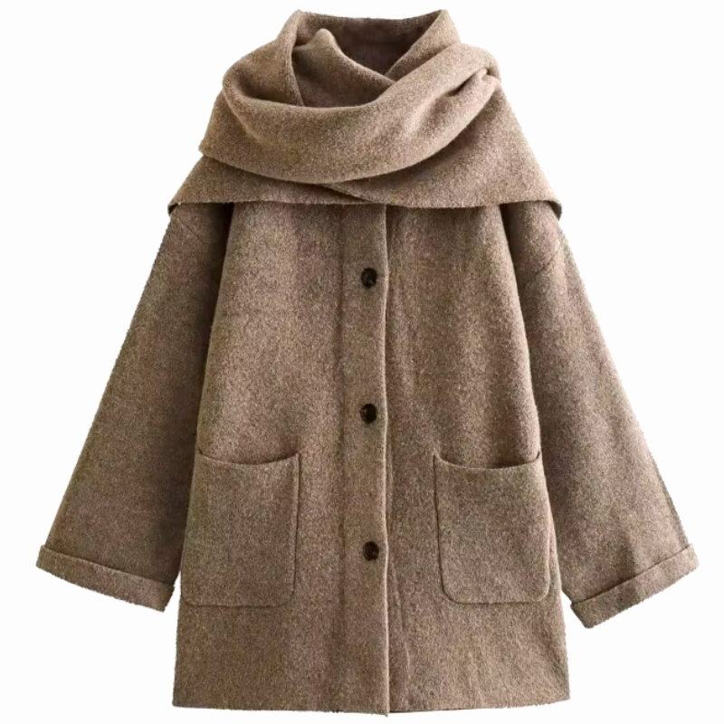 Danika Women’s Button Up Cardigan – Cotton-Blend Knit with Matching Scarf