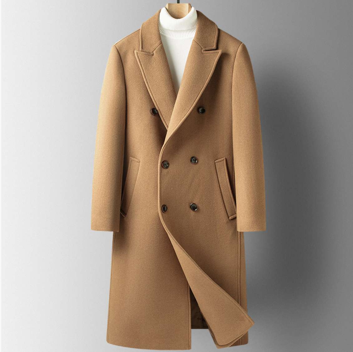 Joseph Men’s Double-Breasted Wool Coat – Tailored Long Winter Outerwear