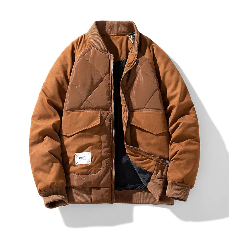 Kingsmere Men’s Quilted Bomber Jacket – Insulated Diamond-Pattern Jacket