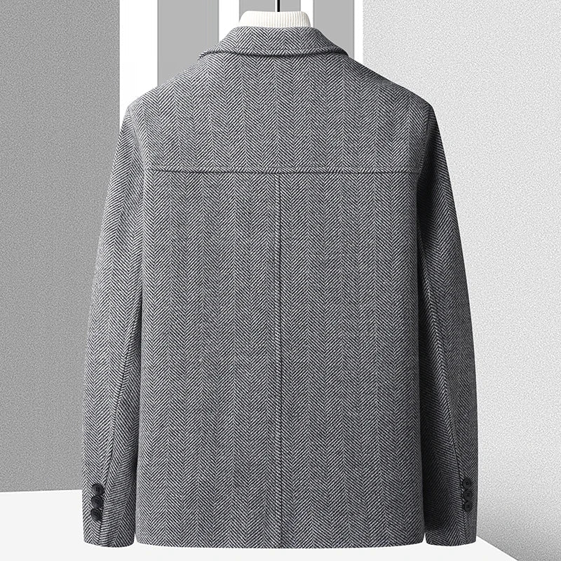 Zurich Men’s Herringbone Short Coat – Wool Blend Tailored Jacket