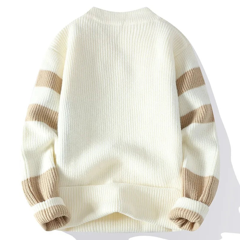 Emerson Men’s Wool Blend Sweater – Geometric Colour Block Knit Jumper