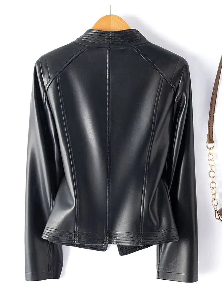 Crizy Women’s Moto Jacket – Sheepskin Leather Zip Jacket