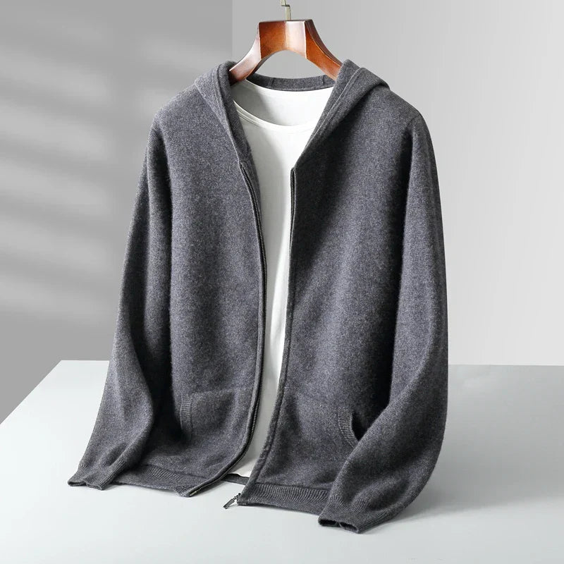 Tobias Men’s Cashmere Hooded Jacket – Lightweight Zip-Up Jacket