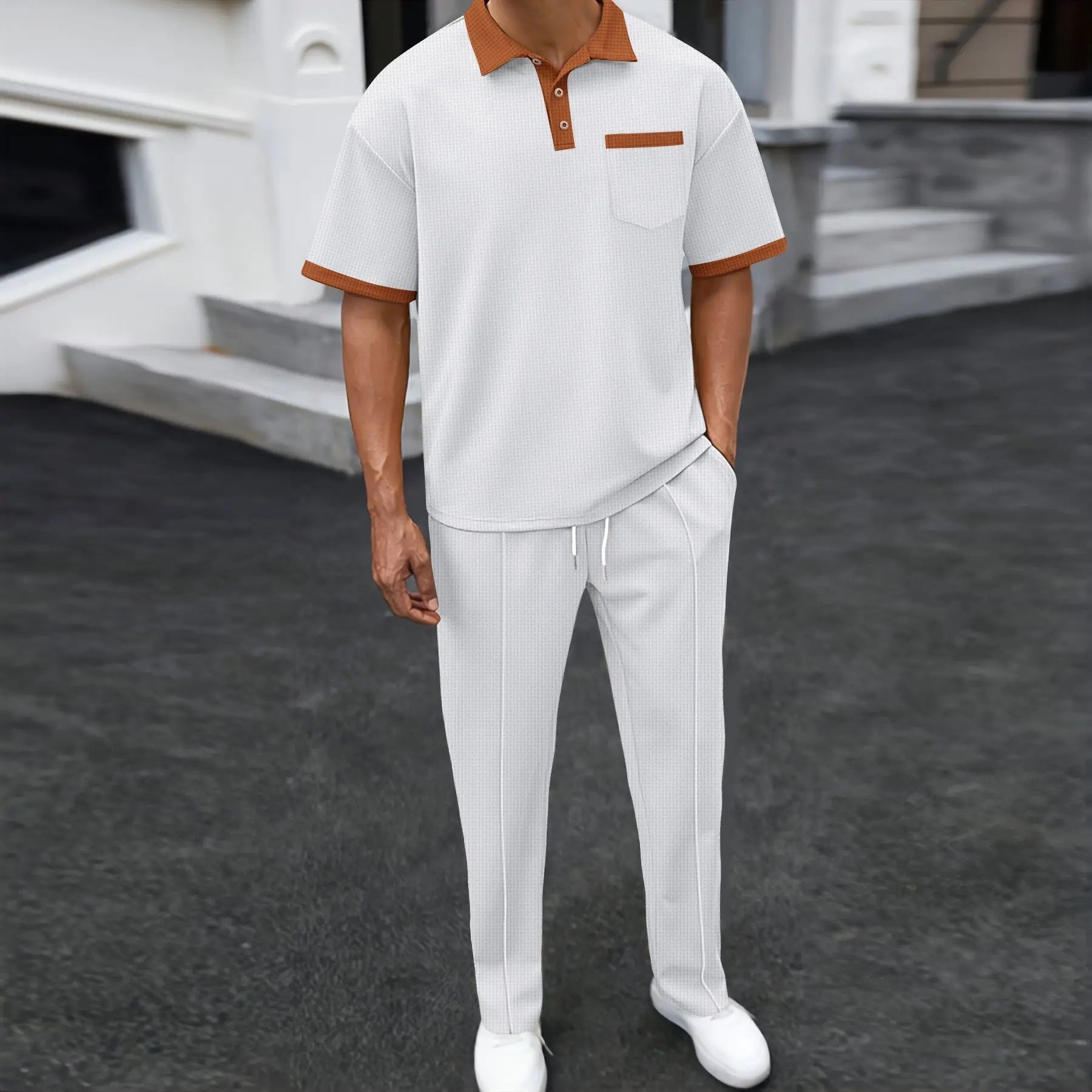 Lennox Short-Sleeve Men's Lounge Set – Soft Stretch Cotton with Relaxed Fit