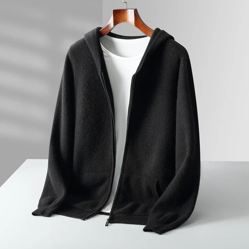 Tobias Men’s Cashmere Hooded Jacket – Lightweight Zip-Up Jacket