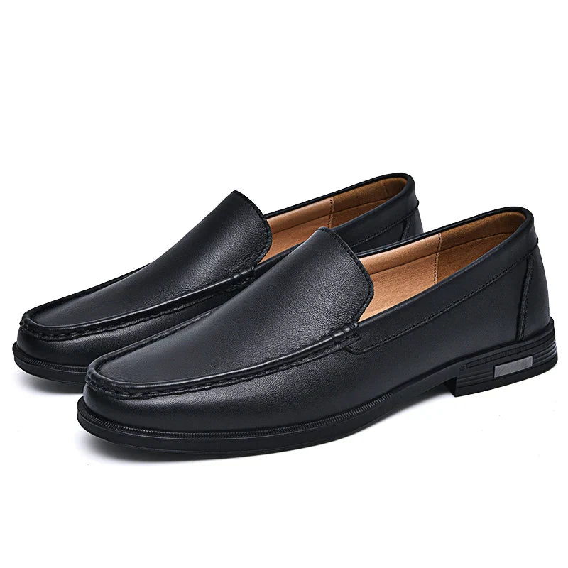 Davide Men’s Leather Loafers – Genuine Leather Slip-On Shoes with Cushioned Insole