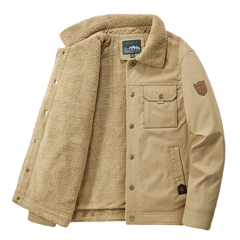 Emilio Men’s Sherpa Lined Jacket – Cotton Blend Utility Coat