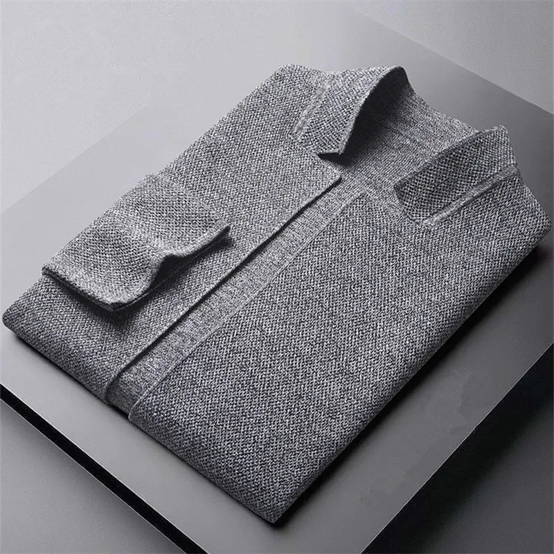 Mason Men’s Knit Cardigan – Soft Structured Cardigan Jacket with Stand Collar