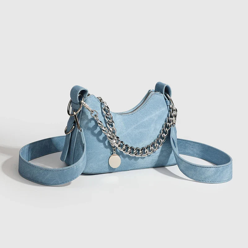 Melinda Women’s Shoulder Bag – Washed Denim Lightweight Handbag