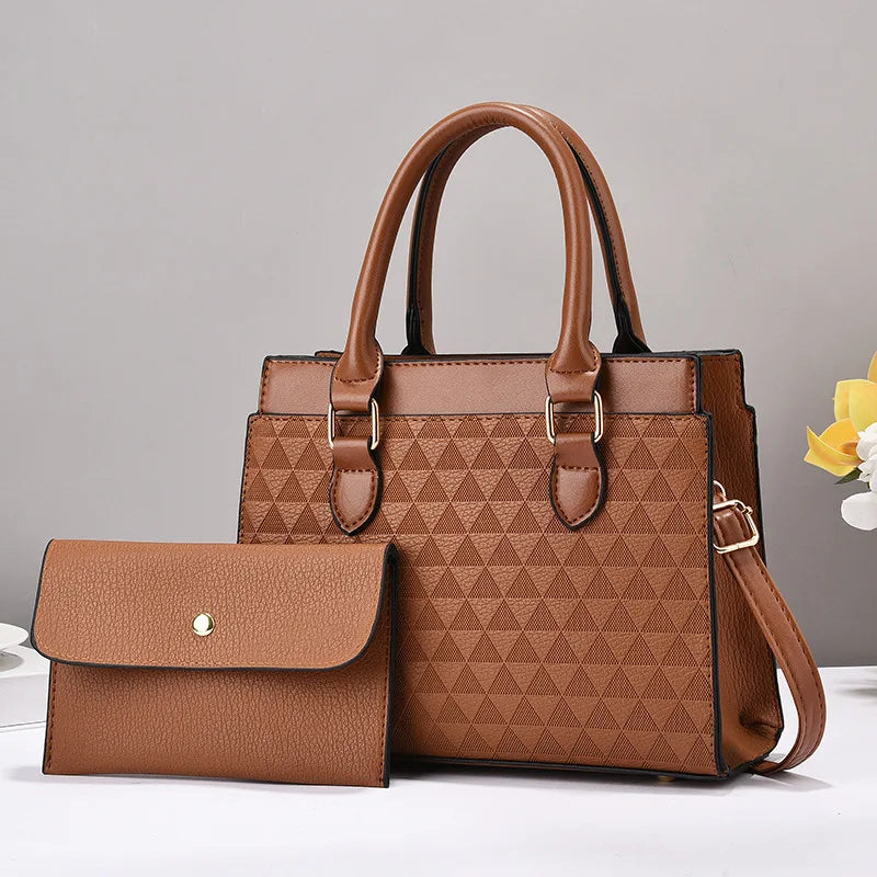 Vittoria Women’s Handbag – Textured Leather Structured Bag with Gold Hardware
