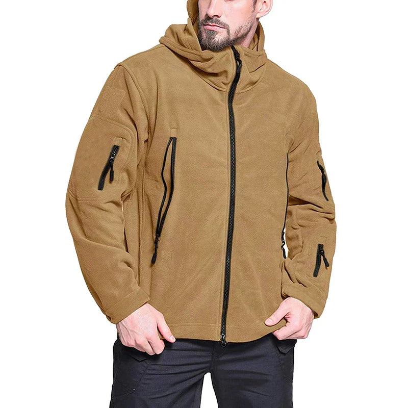 Callano Men’s Fleece Jacket – Windproof Tactical Full-Zip Fleece Hoodie Jacket