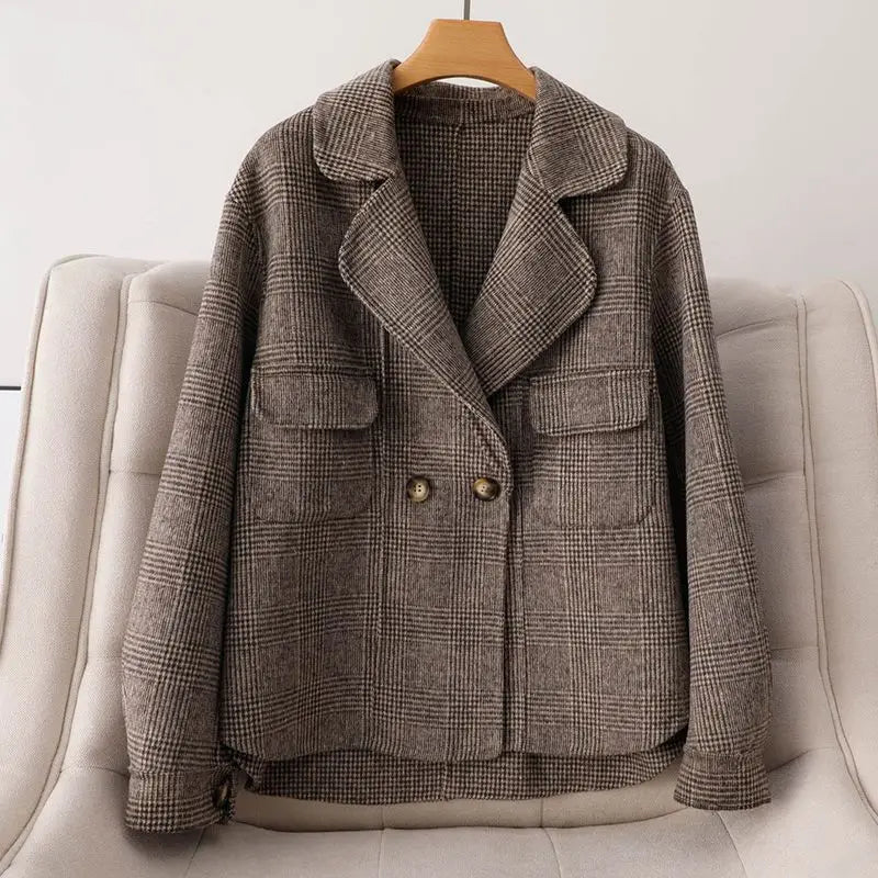 Madeline Women’s Plaid Wool Jacket – Double-Sided Heritage Cut Woolen Jacket