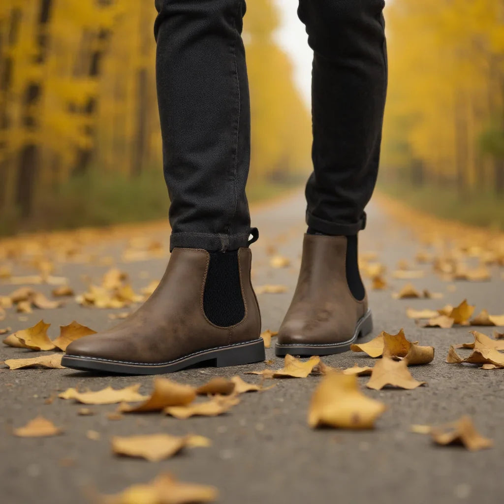 Francesco Men’s Leather Chelsea Boots – Full-Grain Leather with Cushioned Insole