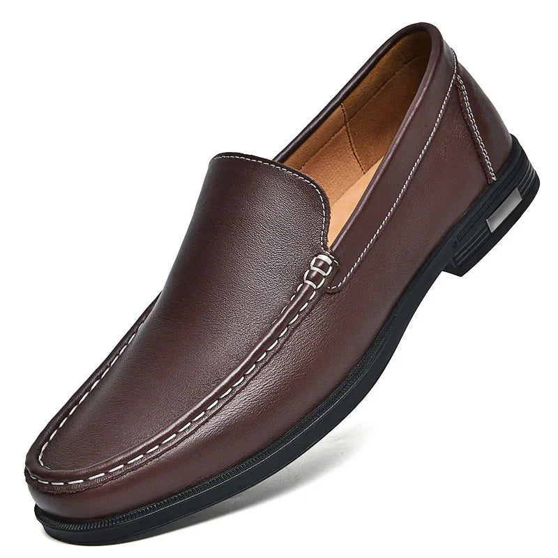 Davide Men’s Leather Loafers – Genuine Leather Slip-On Shoes with Cushioned Insole