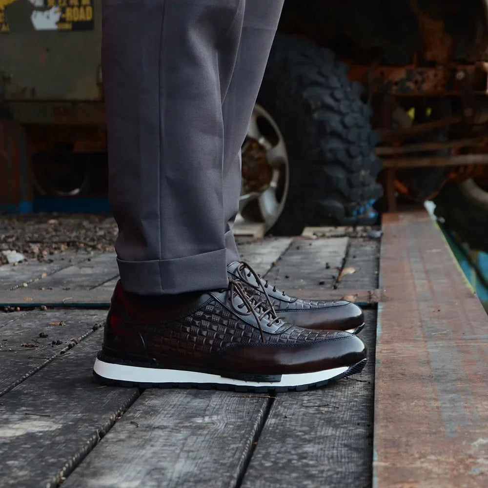 Raphael Men's Trainers – Croc-Embossed Detail Oxford Shoes