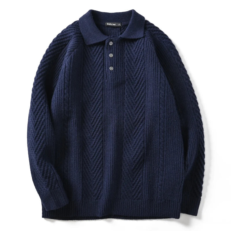 Grayson Men's Cashmere Sweater – Soft Polo Collar Knit