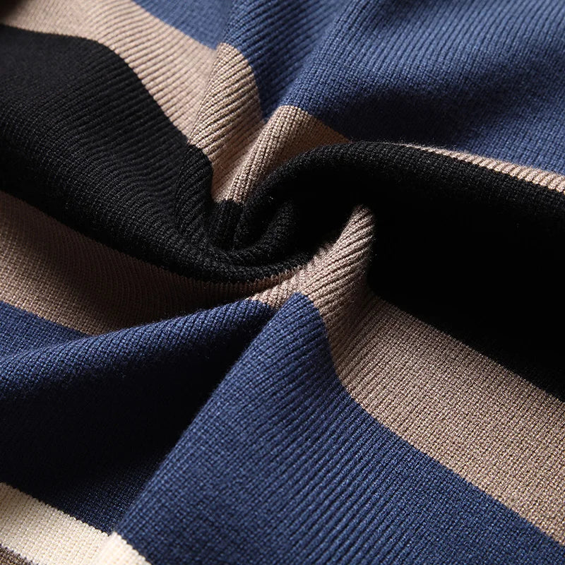 Marnix Men’s Knit Cardigan – Wool Blend with Vertical Stripe Design