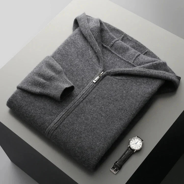 Tobias Men’s Cashmere Hooded Jacket – Lightweight Zip-Up Jacket