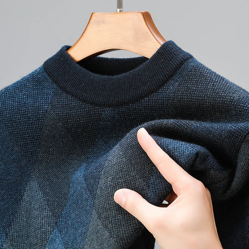 Bruno Men’s Knit Sweater – Wool-Blend Men’s Argyle Jumper