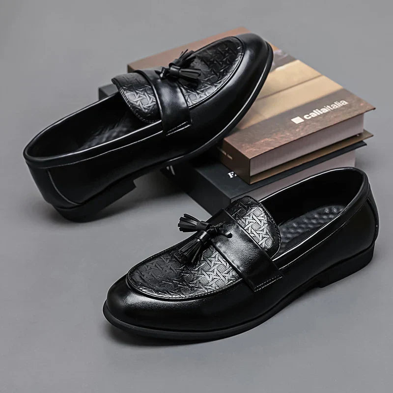 Pietro Men’s Slip-On Loafers – Premium Leather Tassel Shoes with Cushioned Insole