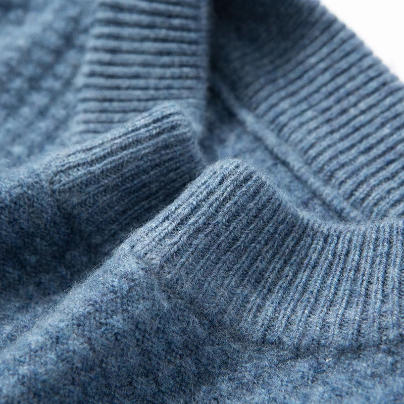 Alistair Men’s Wool Sweater – Gradient Stripe Crew Neck Sweater