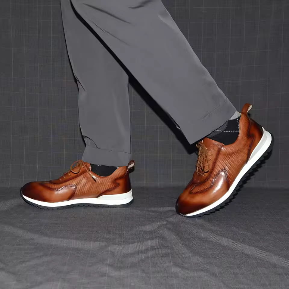 Archie Genuine Leather Oxford Trainers — Lace Up Casual Shoes