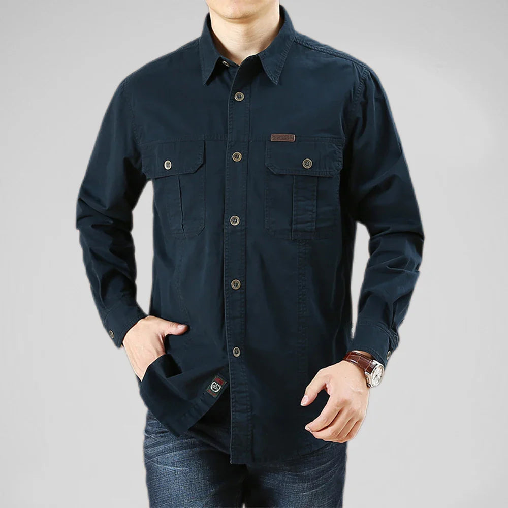 Rafael Men’s Cotton Shirt – Double-Stitched Outdoor Button-Up Shirt