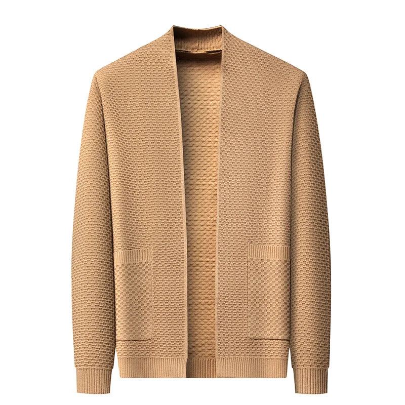 Wynmere Men’s Jacquard Knit Cardigan – Brushed Cotton Winter Jacket