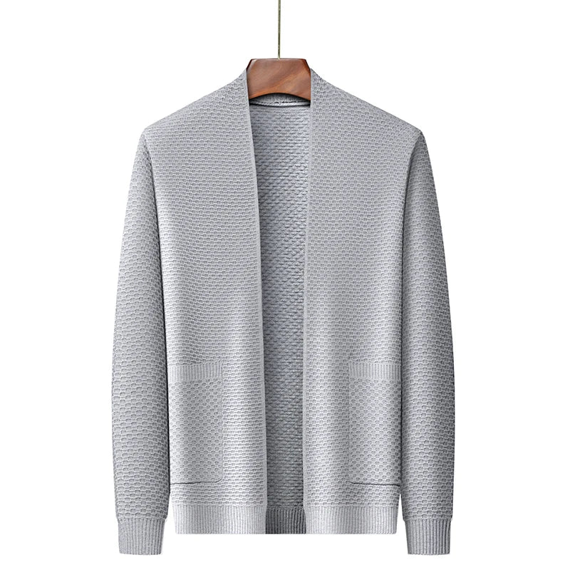 Wynmere Men’s Jacquard Knit Cardigan – Brushed Cotton Winter Jacket