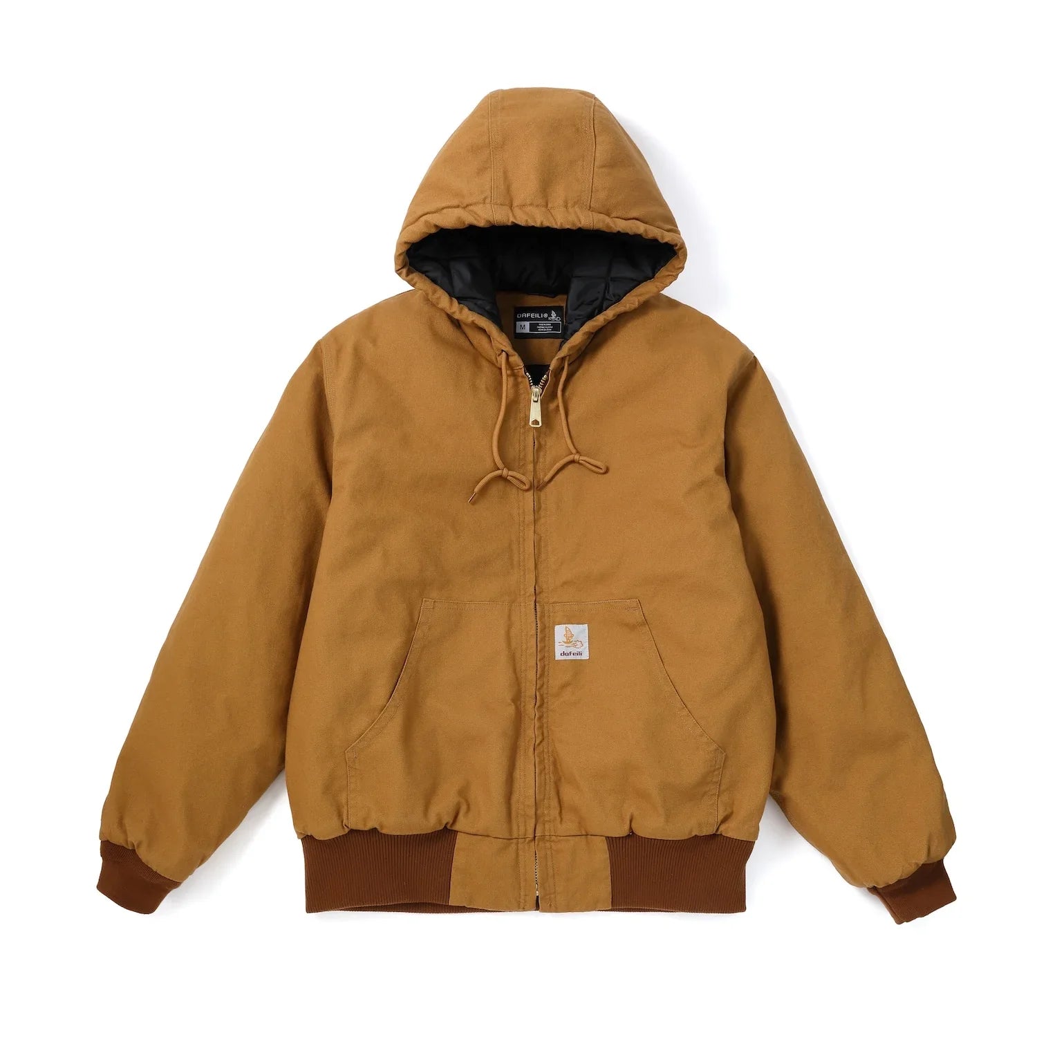 Juan Men’s Hooded Canvas Jacket – Quilted Lined Oversized Workwear Jacket