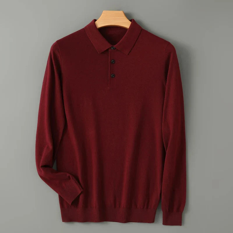 Ethan Men’s Merino Wool Polo Sweater – Classic Knit for Layering