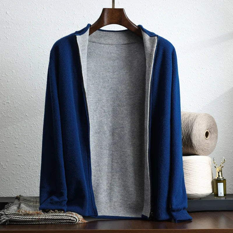 Levi Men's Cashmere Jacket – Knit Zip Up Jacket in Pure Cashmere
